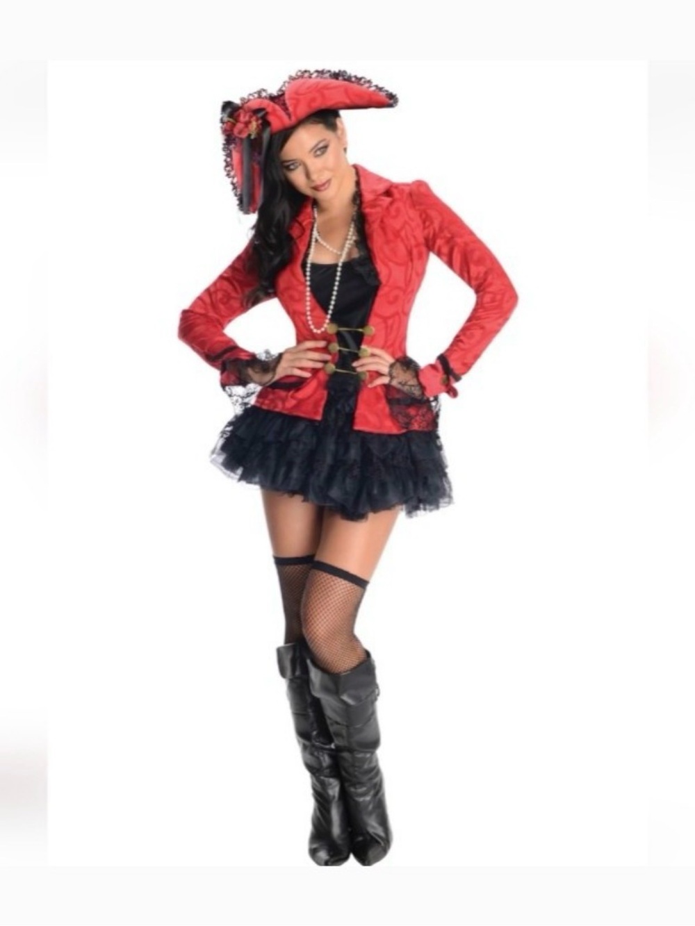 Secret Wishes Sexy Female Pirate Captain Costume Hat Skirt Jacket Adult small